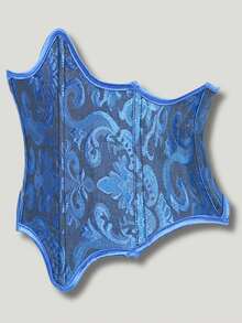 Blue Asymmetrical Fashionable Waist Belt For Women, Tight Fit Waist Cincher With Buttons - Blue - View 2