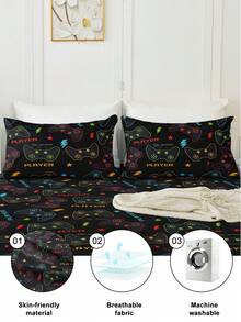 1/2 件装轻盈透气枕套，电子游戏卡通图案，柔软舒适，信封式开口，抗皱，呵护秀发和肌肤，改善睡眠，不含枕芯，适用于卧室、床上用品，超柔软透气，无填充物，可机洗，适用于客厅、家居、卧室装饰、房间装饰，通过 OEKO-TEX 认证 - 彩色 - 查看 7