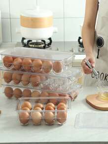 1 件可堆叠透明鸡蛋收纳盒、冰箱收纳盒、节省空间的鸡蛋架，适用于厨房家居