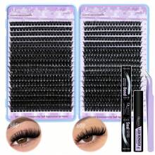 720pcs D-Curl Lash Clusters , Lash Clusters Kit,Natural Lash Kit With Lash Bond And Seal,Remover,Applicator,Cluster Eyelash Kit,Eyelash Clusters,60D+80D,9-17MM-0.07D,DIY At Home - màu đen - Xem 9