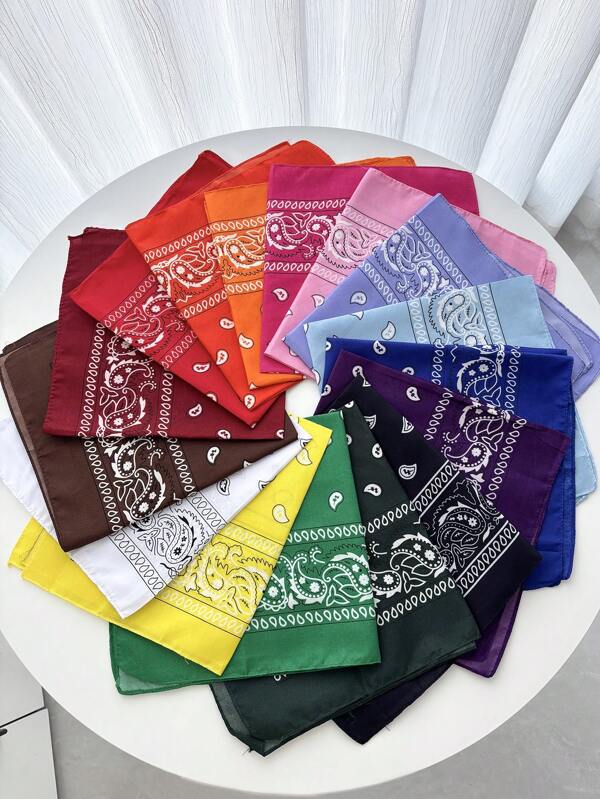 2 peças cachecol/lenço/faixa de cabeça/lenço de poliéster casual com estampa floral e paisley unissex, acessório de moda versátil para todas as estações, acessórios masculinos