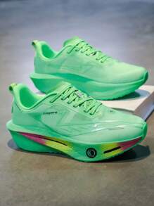 L.S.W.P 男士透气公路跑鞋 - 减震耐磨鞋底，EVA 缓冲，轻质低帮运动鞋，条纹设计，适合健身、慢跑和日常穿着，时尚运动风格，配有 EVA 软鞋垫