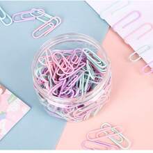 100pcs/Box Colorful Metal Paper Clips, Office Supplies - Multicolor - View 7
