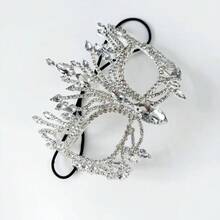 万圣节几何水晶钻面具，镂空闪亮水钻脸部饰品，适合化妆舞会