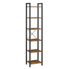 VASAGLE 6-Tier Bookshelf, Bookcase, Shelving Unit, For Office, Study, Living Room, Bedroom, 30 X 40 X 187.5 Cm, Industrial, Rustic Brown And Ink Black - Coffee Brown - View 11
