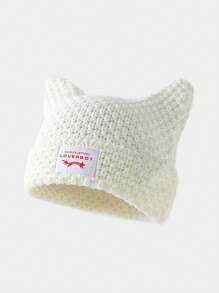 1pc Unisex Rabbit Ear Knitted Hat, Outdoor Street Beanie, Acrylic Yarn Hat For Party