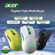 Acer 滑鼠OMW210 電競級 2.4G/藍牙/有線三連 輕量級長續航力 辦公室遊戲通用三模無線滑鼠 黑色 - 黑色 - 查看 2