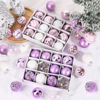 12pcs 6cm Christmas Party Decorative Balls, Christmas Hanging Balls, Plastic Painted Ornaments, Suitable For Christmas Tree, Home, Room, Bedroom, New Year Decor, Christmas Decorations, Outdoor, Holiday Party, Christmas Party Supplies, Christmas Theme Atmosphere Hanging Decor, Activity Party Gifts, Christmas Ball Gift Set, Happy New Year, Gift For Friends And Family Home Decor Room Decor Winter Christmas Decorations Home Christmas Gifts Christmas Decor