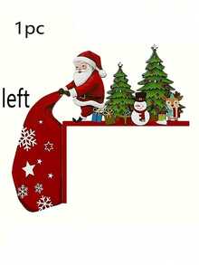 1pc Santa Claus With Reindeer & Snowman 2D Flat Wall Decor, Door Frame Hanging Ornament, Tabletop Figurine, Ideal For Indoor, Living Room, Bedroom, Office, Home Decor Christmas, Holiday Accessory, Seasonal Gift - Multicolor - View 9