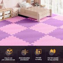 DDCAQIOUA Pink And Purple Color Matching Foam Mat, EVA Material, Foam Sports Mat, Interlocking Mat, Non-Slip, Durable And Comfortable, Suitable For Home, Room, Gym Foam Mat - Multicolor - View 4