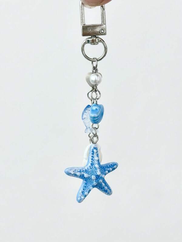 1 قطعة حبل معلق للهاتف والكاميرا والمفاتيح بتصميم بحري يدوي جديد، بنجمة البحر وأسماك صغيرة، أفكار هدايا عيد الميلاد، حامل بطاقة هوية، إكسسوارات السيارة، تميمة حقيبة، إكسسوارات للمعلم والصديقة والأخت