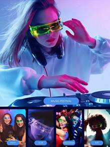 1pc  Led Light Up Glasses With Adjustable Color For Music Festival, Edm, Party Decoration