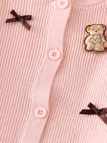 2pcs Sweet & Fashionable Round Neck Knit Top With Polka Dot Embroidery & Solid Color Pants Set For Baby Girls, Faux Button Burgundy Top With Ruffle Hem Pants