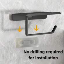 Plastic Toilet Paper Holder, Bathroom Wall-Mounted Plastic Rack, No-Drill Self-Adhesive Tissue Paper Holder, Toilet Paper Roll Holder, Multi-Function Storage Rack, Phone Holder, Bathroom Organizer, Easy-Install Wall-Mounted Toilet Paper Rack, Tissue Box Bathroom - Multicolor - View 5