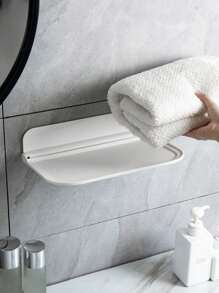 1/2 piezas Estantería plegable minimalista y multifuncional montada en la pared, sin necesidad de perforar, diseño amigable con la pared, ideal para baño, dormitorio, sala de estar, cocina y almacenamiento junto a la cama. Perfecto para sostener pañuelos, teléfonos, toallas, ropa, relojes, llaves y otros artículos pequeños