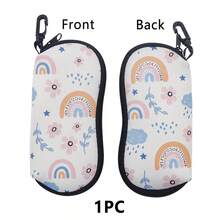 1pc Wave Art Painting Marble Eyewear Cases Cover Sunglasses Case Starry Sky Sun Moon Face Glasses Box With Zipper Portable Eyeglass Cases - Multicolor - View 13