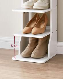 VASAGLE Slim Shoe Rack, Narrow Shoe Storage Organiser, 6-Tier Shoe Stand, For Small Spaces, Hallway, Cloakroom, White