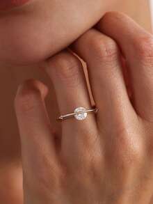 1pc 925 Sterling Silver Light Luxury Fashion Personalized Sparkling Zirconia Planet Surrounding Ring For Women Daily Versatile Style Prom Party Decoration Fine Jewellery For Women As Gift