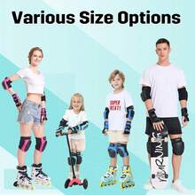 Adult/Kids Knee Pads Elbow Pads Wrist Guards 6 In 1 Protective Gear Set For Inline Roller Skating Skateboarding Scooter BMX Etc. - Black - View 11