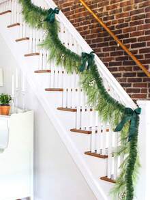 1 buc ghirlandă artificială de pin, decor, poate fi tăiată și făcută manual, plantă verde artificială pentru petrecere de Crăciun, brad de Crăciun, nuntă, petrecere de ziua de naștere, scări, șemineu, verandă, grădină, sufragerie, decorare interioară