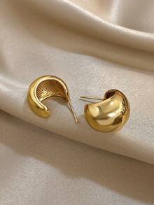 一对粗款几何耳环，金色水滴形耳环，女士首饰，适合派对、日常佩戴、生日礼物 - 金黃色 - 查看 8