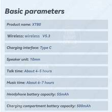 Lenovo Thinkplus XT80 Open-Type Truly Wireless Headphones With Intelligent Power Display, 500mAh Charging Case, 360° Panoramic Sound, Comfortable And Imperceptible To Wear, And Stable During Intense Sports