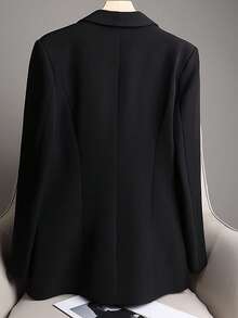 Blazer negro sólido para mujer - Nuevo estilo para primavera y otoño. Adopta un diseño de cuello chal que le otorga un temperamento elegante y grácil. Es adecuado para ocasiones como bodas, salidas diarias, fiestas y festivales. También puede servir como atuendo para Año Nuevo, Navidad, Halloween y otras celebraciones.