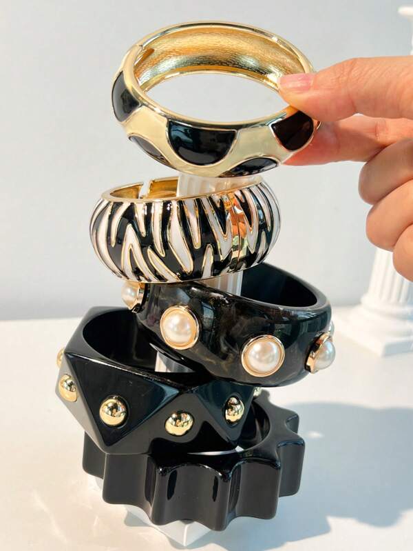 1pc Versatile Colorblock Women's Bracelet, Multi-Element Design Suitable For Festivals, Parties, Vacations, And Daily Wear, Great Gift