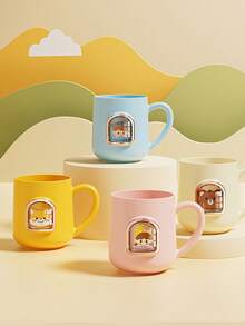 1 peça de copo de banheiro para casal, copo de enxágue de escova de dentes antiqueda com desenho animado fofo, copo de escova de dentes doméstico unissex simples