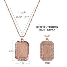 Rose/Gold-Plated Initial Necklace For Men And Women, A-Z 26 Letters Personalized Name Necklace, Random Delivery, Mystery, Square Double-Sided Engraved Pendant, Adjustable Size, Fashion Jewelry Gift - 1 件金色隨機 - 查看 1
