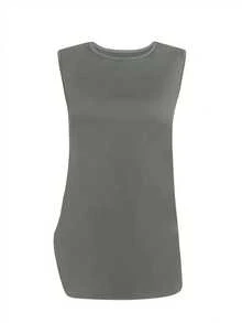 2025 New Fashion Women's Solid Color Three-Piece Set - Crew Neck Top And Loose Pants, Stretch Polyester Blend, Machine Washable - Perfect For Spring, Summer, And Fall - xanh quân đội - Xem 5