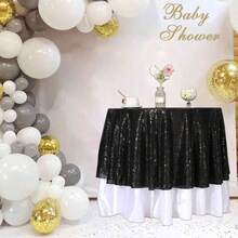 2pcs 50-Inch Round Tablecloth, Rose Gold Sequin Tablecloth, Glitter Tablecloth For Wedding, Holiday, Party, Restaurant, Engagement, Home, Outdoor, Dessert Table, Ceremony Decor - Multicolor - View 16