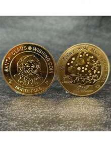 1pc Christmas Lucky Coin Gift, Vintage Santa Claus Blessing Coin, Christmas Commemorative Metal Coin, Round Collectible Gift - Multicolor - View 4