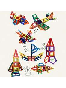 18pcs-146pcs Children's Magnetic Building Block Toys, Children's Large-Sized Magnetic Building Blocks, Design Building Toys For Boys And Girls, Suitable For Children Aged 3-12, STEM Toys, Magnetic Designer Building Board Puzzle Toys