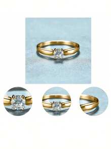 1枚优雅立方氧化锆戒指，女士情人节礼物，结婚纪念日派对首饰，送给妈妈的礼物，母亲节礼物