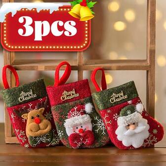 1/3pcs Christmas Stockings, Classic Santa Claus, Snowman, Reindeer Christmas Characters, Family Holiday Christmas Party Decorations, Holiday Decorations, Home Decorations, Corridor Decorations, Fireplace Decorations