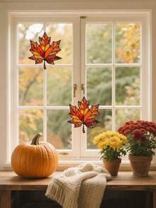 Autumn Maple Leaf Hanging Decoration, Maple Leaf Sun Catcher, For Home Decoration, Garden Decoration, Room Decoration, Car Decoration, Festival Gifts, Autumn, Thanksgiving Day, Harvest Festival, Halloween