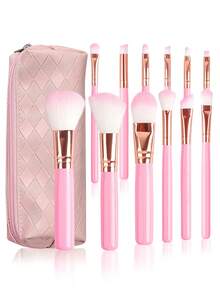 Juego de brochas de maquillaje para principiantes, set de 19 piezas de 12 brochas de maquillaje, 3 piezas de huevo sin polvo, 3 piezas de esponja triangular en polvo, 1 bolsa de almacenamiento de piezas - 12 piezas - Ver 7