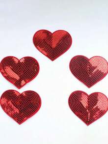 2.76 Inch X 3.35 Inch Red Shiny Heart-Shaped Iron-On Patch, Suitable For DIY Denim, Bags, Shoes, Hats, Jackets, Clothing Accessories, Badges, Adhesive Stickers, Embroidered Patches And Embroidery - Multicolor - View 5