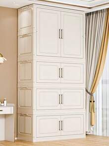 易于组装的衣柜，成人和儿童卧室储物柜，可折叠厚塑料收纳盒 - 實色 - 查看 2