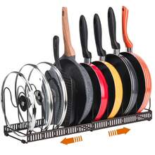 Pot Rack, Two-In-One Retractable Removable Pot And Pan Storage Rack, 13-Layer Divider Rack For Storing Pots And Pans, Pot Lid Rack With Legs, Suitable For Cabinets And Kitchens. - Black - View 1
