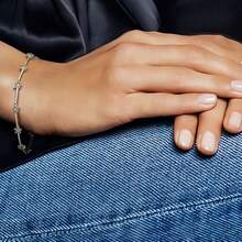 1pc Popular S925 Sterling Silver Star Cubic Zirconium Snake Bone Bracelet For Jewelry DIY, Fashionable Jewelry Gift