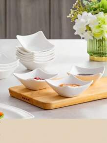 6/8/12件薯片和蘸酱套装，2.03盎司陶瓷中式开胃菜盘，蘸酱碗，甜点水果盘，酱料盘，厨房用品，厨房，圣诞礼物，学校用品 - 白色翹邊碟 - 查看 10