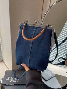 1 Fashionable Casual Denim Bag Versatile Phone Bag Crossbody Bag - Dark Blue 2615 - View 5