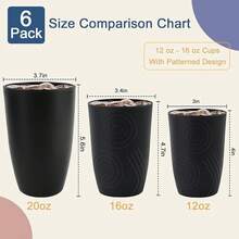 Wheat Straw Cups - 16 OZ Plastic Drinking Glasses Reusable, Large Drinking Cups, Lightweight Kitchen Cups Sets Of 6, Microwave & Dishwasher Tumbler (Multicolor) - 黑色,灰色 - 查看 7