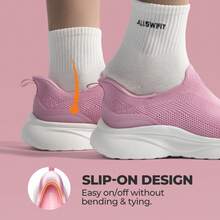 Women's Slip On Walking Shoes Hands Free Non-Slip Lightweight Gym Workout Casual Comfort Breathable Running Tennis SwiftSleek Fashion Sneakers - 粉色 - 查看 2