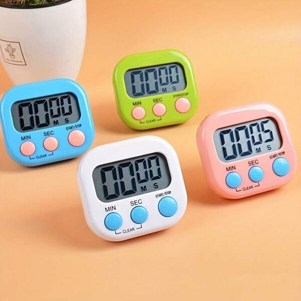 [Digital Kitchen Timer] 1pc Digital Kitchen Timer | Dual Display, Multi-Functional Stopwatch With Start/Stop Button, Alarm Clock, And Counter - Baking Essentials, Modern Kitchen Accessory, Compact Design, Pink/White/Green/Red/Blue Options [Without Battery]