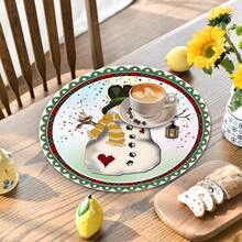 2pcs/4pcs/6pcs Silica Gel Snowman Pattern Placemats, Home Decor, Christmas, Christmas Gift, Christmas Decoration, Suitable For Dining Table, Coffee Bar, All Season Decoration, Washable Tablemats, Room Decor, Placemats, Coasters, Drain Mats, Kitchen Dining Table Mats, Indoor Outdoor Party Decor, Home Decor, Ideal Gift