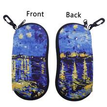 1pc Wave Art Painting Marble Eyewear Cases Cover Sunglasses Case Starry Sky Sun Moon Face Glasses Box With Zipper Portable Eyeglass Cases - Multicolor - View 12