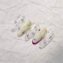 1pc 5D With Rhinestones Star Nail Art Stickers Luxury Laser Silvery Self Adhesive Cute Manicure Decals Decorations Accessories - 彩色 - 查看 5